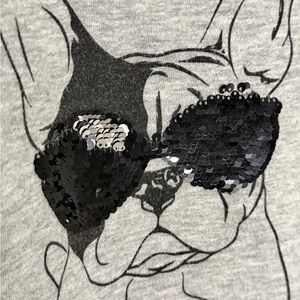 French Bulldog Sequin Sunglasses Gray Graphic Pullover
